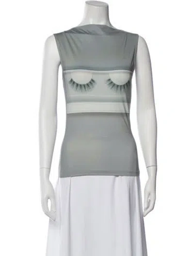 Pre-owned Acne Studios Graphic Print Crew Neck Top In Gray