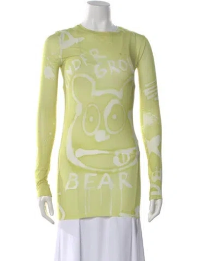 Pre-owned Acne Studios Graphic Print Crew Neck Top In Yellow