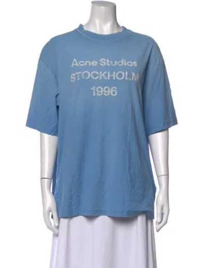 Pre-owned Acne Studios Graphic Print Crew Neck T-shirt In Blue