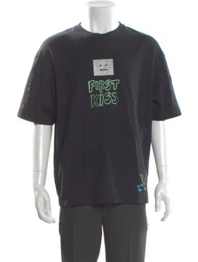 Pre-owned Acne Studios Graphic Print Crew Neck T-shirt In Gray