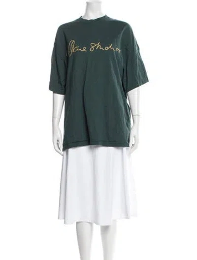 Pre-owned Acne Studios Graphic Print Crew Neck T-shirt In Green