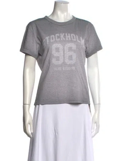 Pre-owned Acne Studios Graphic Print Crew Neck T-shirt In Grey