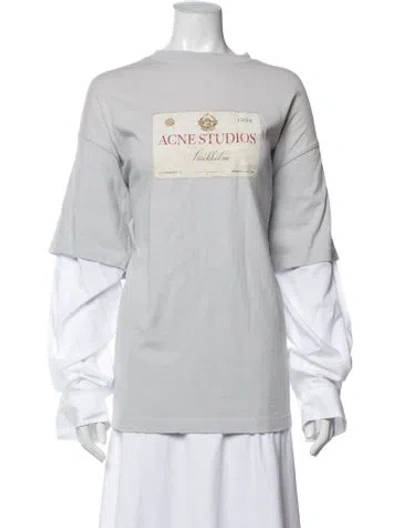 Pre-owned Acne Studios Graphic Print Crew Neck T-shirt W/ Tags In White