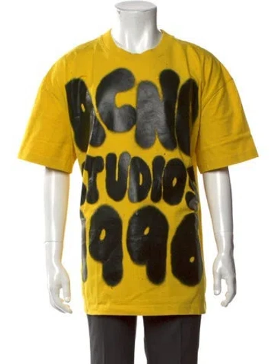 Pre-owned Acne Studios Graphic Print Crew Neck T-shirt In Yellow