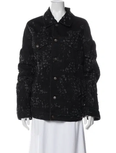 Pre-owned Acne Studios Graphic Print Denim Jacket In Black