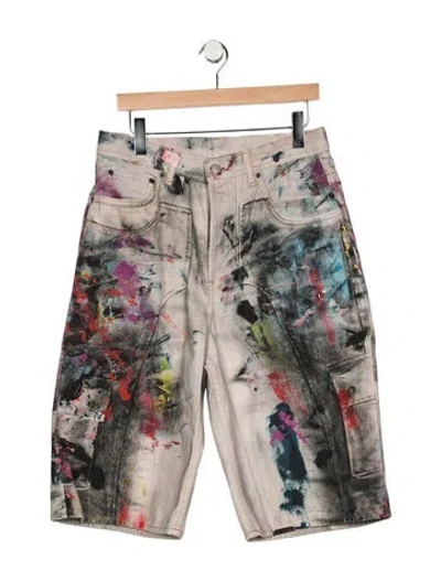 Pre-owned Acne Studios Graphic Print Denim Shorts In Multi
