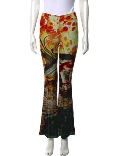 Pre-owned Acne Studios Graphic Print Flared Pants In Multicolor