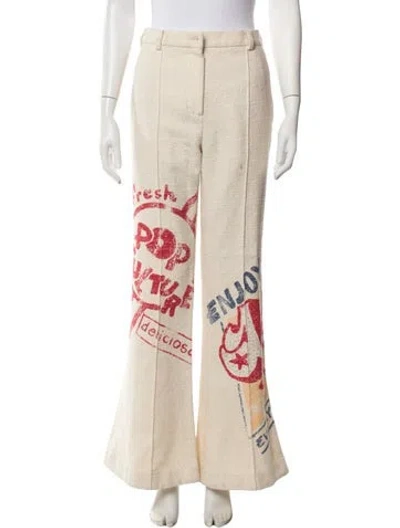 Pre-owned Acne Studios Graphic Print Flared Pants In Neutrals