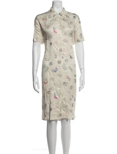 Pre-owned Acne Studios Graphic Print Knee-length Dress In Gray