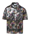 Acne Studios Graphic-print Lamé Shirt In Black