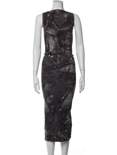 Pre-owned Acne Studios Graphic Print Long Dress In Black