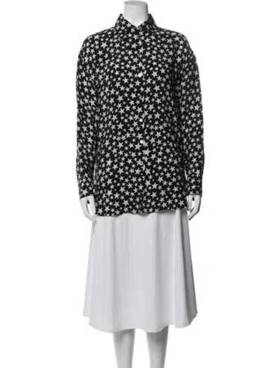 Pre-owned Acne Studios Graphic Print Long Sleeve Button-up Top In Blue