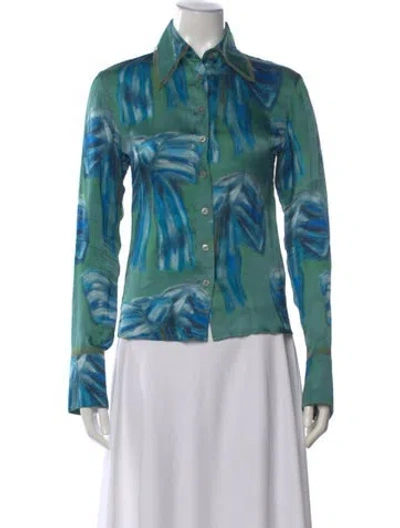 Pre-owned Acne Studios Graphic Print Long Sleeve Button-up Top In Multi