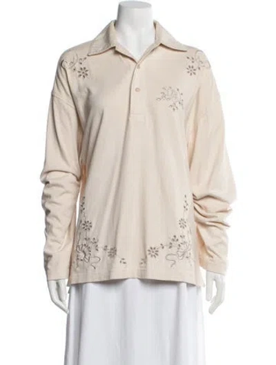 Pre-owned Acne Studios Graphic Print Long Sleeve Polo In Neutrals