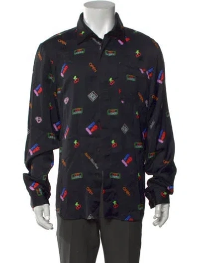 Pre-owned Acne Studios Graphic Print Long Sleeve Shirt In Black