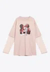Acne Studios Graphic Print Long-sleeved Layered T-shirt In Red