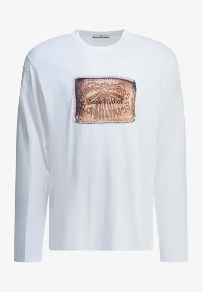 Acne Studios Graphic Print Long-sleeved T-shirt In White