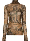 Acne Studios Denise Printed Technical Top In Brown