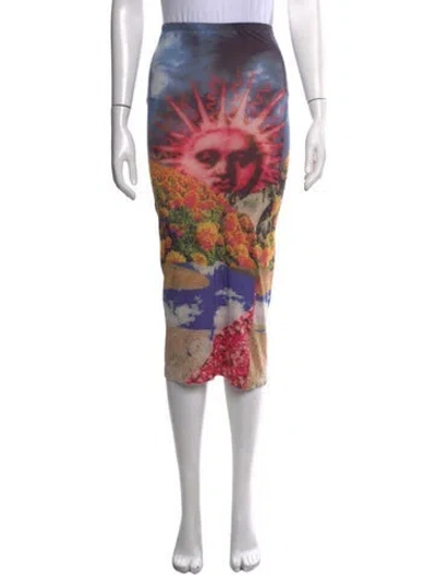 Pre-owned Acne Studios Graphic Print Midi Length Skirt In Blue
