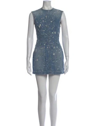 Pre-owned Acne Studios Graphic Print Mini Dress In Blue