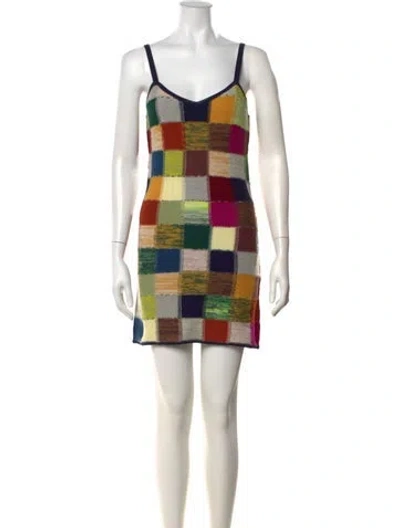 Pre-owned Acne Studios Graphic Print Mini Dress In Blue