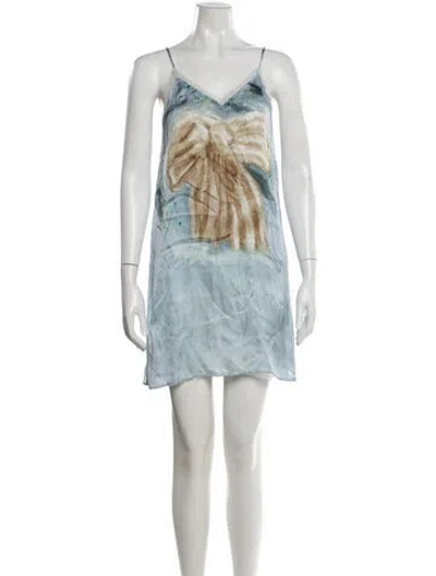 Pre-owned Acne Studios Graphic Print Mini Dress In Blue