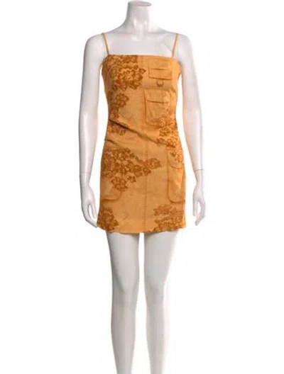Pre-owned Acne Studios Graphic Print Mini Dress In Gold