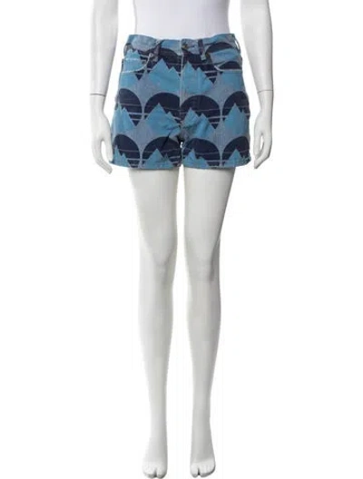 Pre-owned Acne Studios Graphic Print Mini Shorts In Blue
