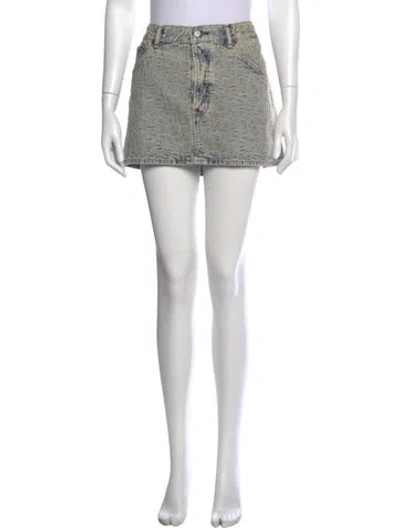 Pre-owned Acne Studios Graphic Print Mini Skirt W/ Tags In Blue
