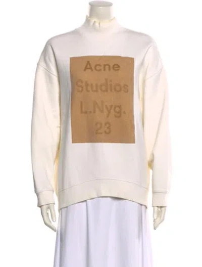 Pre-owned Acne Studios Graphic Print Mock Neck Sweatshirt In Neutral