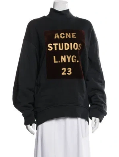 Pre-owned Acne Studios Graphic Print Mock Neck Sweatshirt W/ Tags In Black
