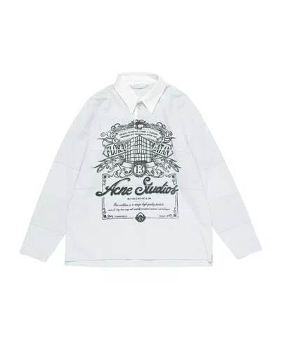Acne Studios Graphic-print Polo Shirt In White