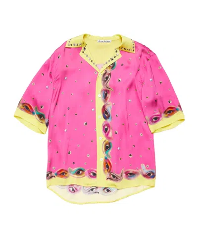 ACNE STUDIOS GRAPHIC-PRINT SATIN SHIRT