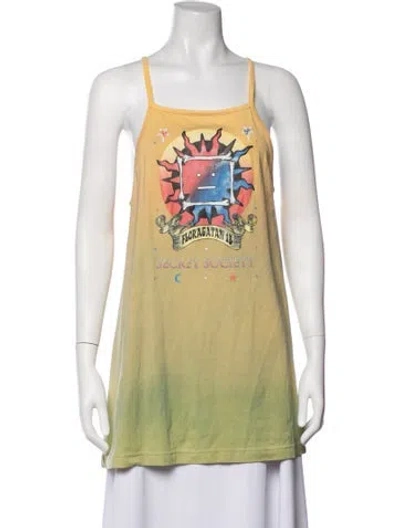 Pre-owned Acne Studios Graphic Print Scoop Neck Top In Yellow