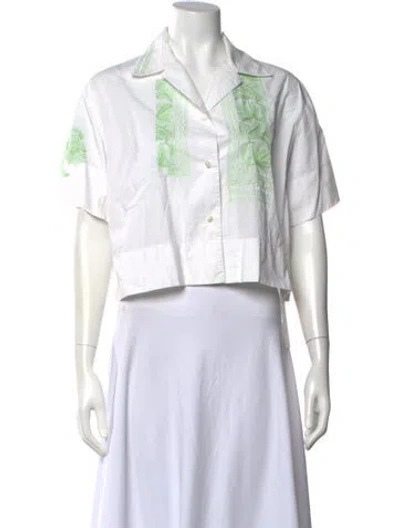 Pre-owned Acne Studios Graphic Print Short Sleeve Button-up Top In Neutral