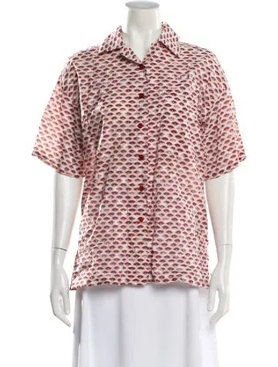 Pre-owned Acne Studios Graphic Print Short Sleeve Button-up Top In Pink