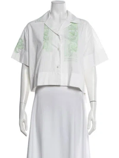 Pre-owned Acne Studios Graphic Print Short Sleeve Button-up Top In White