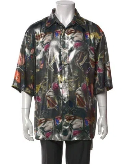 Pre-owned Acne Studios Graphic Print Short Sleeve Dress Shirt In Multi