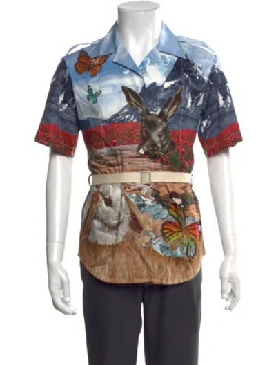 Pre-owned Acne Studios Graphic Print Short Sleeve Shirt In Blue