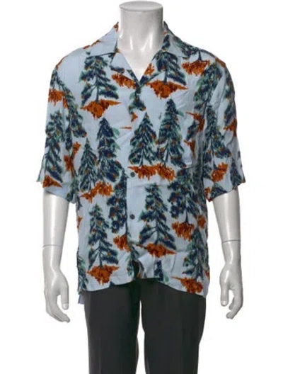 Pre-owned Acne Studios Graphic Print Short Sleeve Shirt In Blue