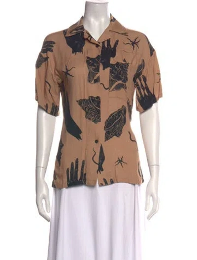 Pre-owned Acne Studios Graphic Print Short Sleeve Top In Neutrals