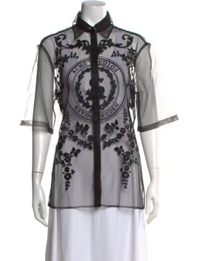 Pre-owned Acne Studios Graphic Print Short Sleeve Top W/ Tags In Black