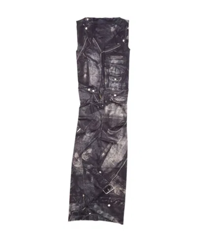 Acne Studios Graphic-print Sleeveless Midi Dress In Bm0 Faded Black