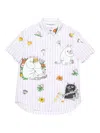 Acne Studios Graphic-print Striped Shirt In White