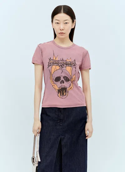 Acne Studios Graphic Print T-shirt In Pink