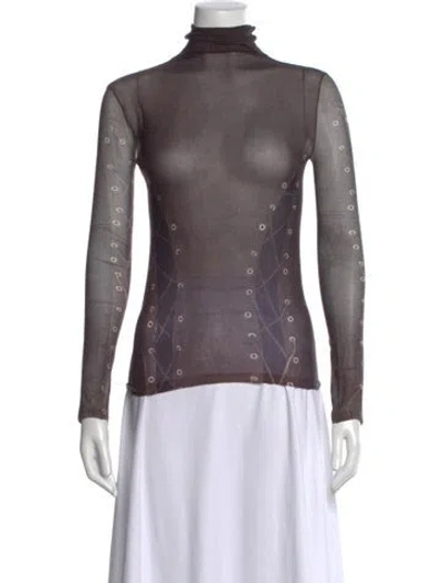 Pre-owned Acne Studios Graphic Print Turtleneck Top In Brown