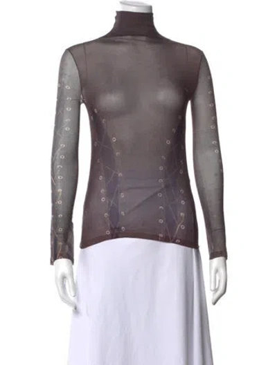 Pre-owned Acne Studios Graphic Print Turtleneck Top In Grey