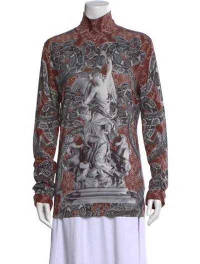 Pre-owned Acne Studios Graphic Print Turtleneck Top In Multi
