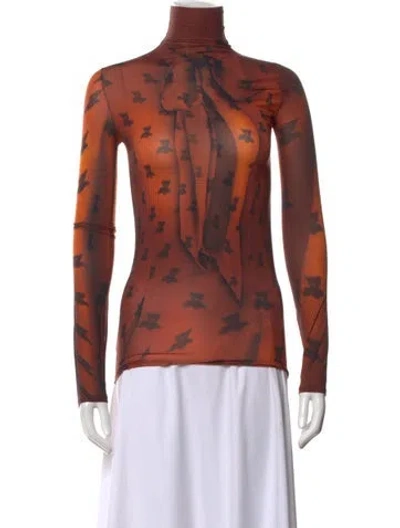 Pre-owned Acne Studios Graphic Print Turtleneck Top In Multicolor