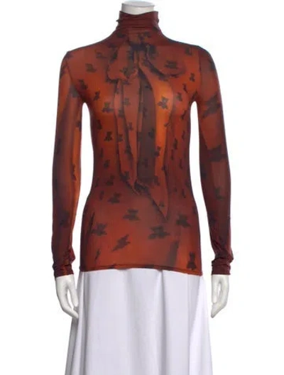 Pre-owned Acne Studios Graphic Print Turtleneck Top In Multicolor